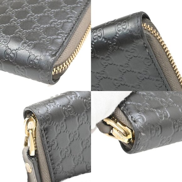 GUCCI Micro Guccissima GG Pattern Long Zipper Wallet Leather Black Gold 31KB287 - Picture 7 of 13